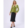 INSPIRE CHIC Women's Office Solid Shawl Collar Jetted Pockets One Button Velvet Blazer - 2 of 4