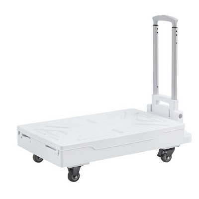 VECELO 64/92 Qt Foldable Utility Cart Rolling Crate With Seat & Heavy Duty Collapsible Basket Modern Rolling Carts with Lid & Wheels, Black/White/Green