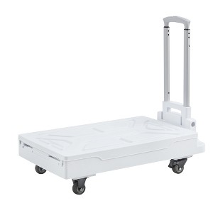 VECELO 64/92 Qt Foldable Utility Cart Rolling Crate With Seat & Heavy Duty Collapsible Basket Modern Rolling Carts with Lid & Wheels, Black/White/Green - 1 of 4