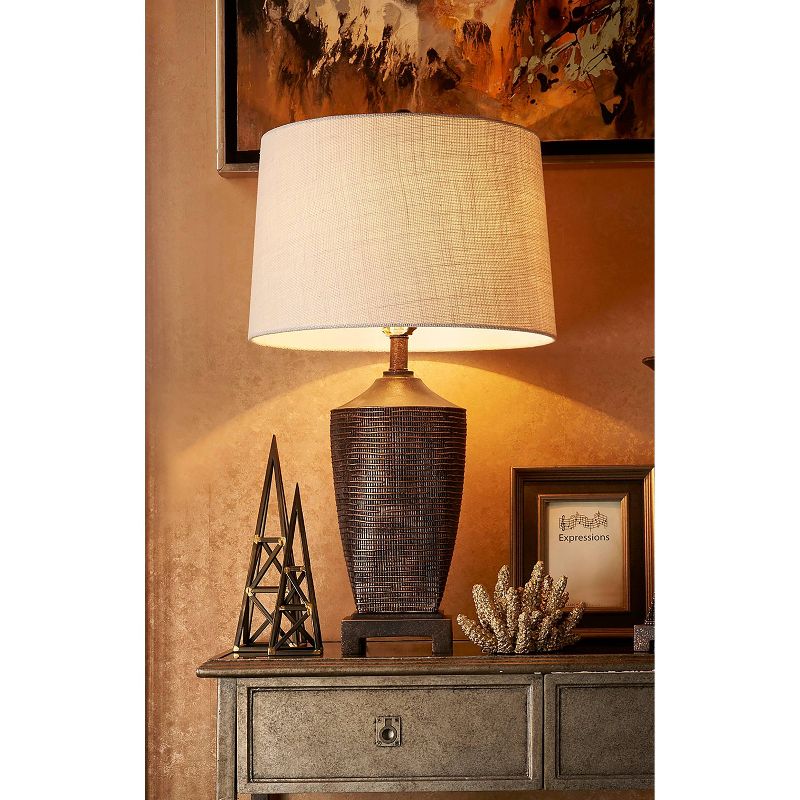 30&#34; Traditional Polyresin Table Lamp with Textured Pattern (Includes CFL Light Bulb) Brown - Ore International, 4 of 5