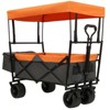 VisioGear Collapsible Wagon with Canopy, Wagon Stroller, Foldable Wagon for Camping, and Garden Use, Orange, 45.28"*22.83"*38.78" - 2 of 4
