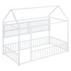 Twin Size Metal House Bed Frame with Fence and Shelves - 3 of 4