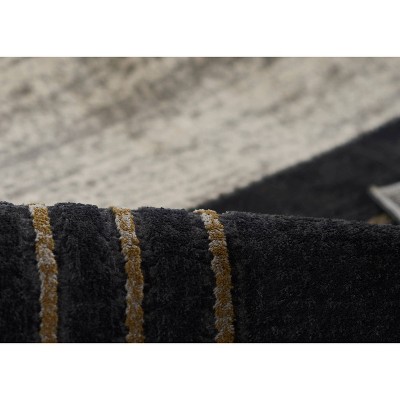 Edi-3 Charcoal Geometric Wool-Blend 7'9" x 9'10" Area Rug