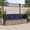 vidaXL Patio Sofa Corner - Gray Modular Sofa Chair with Navy Blue Cushions, PE Rattan, 26.4"x26.4"x37.4", UV-Resistant, Easy Maintenance - 3 of 4