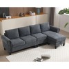 GDFStudio Yorin 106" Modern 4-Seater L-Shaped Velvet Upholstered Convertible Sleeper Sofa with Storage Ottoman - 2 of 4