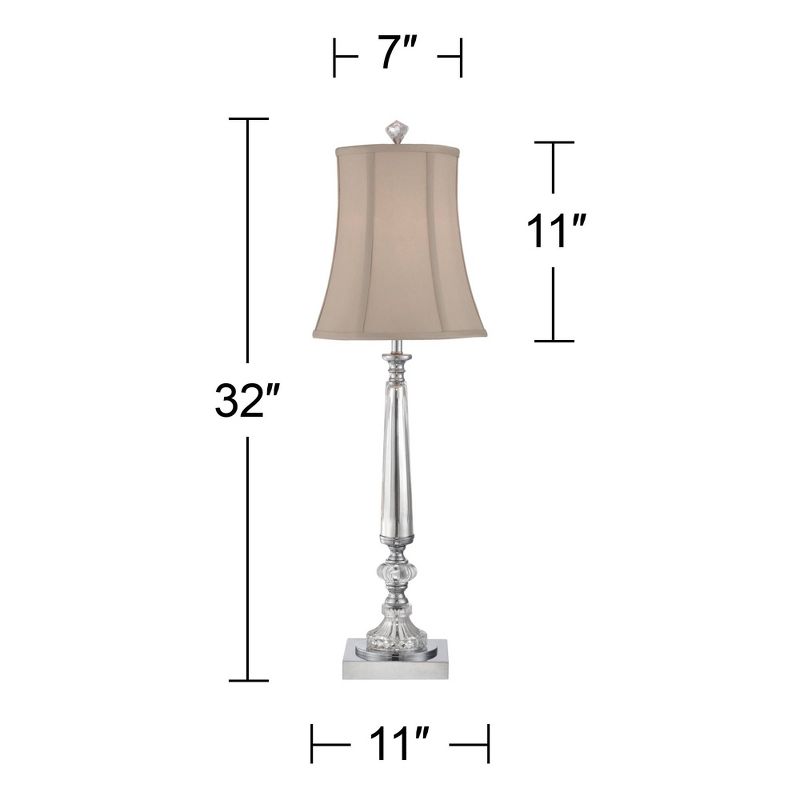 Vienna Full Spectrum Belardo Traditional Buffet Table Lamp 32" Tall Clear Crystal Taupe Bell Shade for Bedroom Living Room Bedside Nightstand Office, 4 of 10