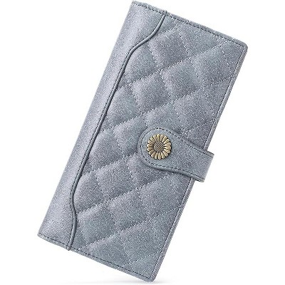 BEAFUP Women PU Leather Wallet,Large Capacity Bifold RFID Blocking Card Holder with ID Window with Zipper Coin Pocket