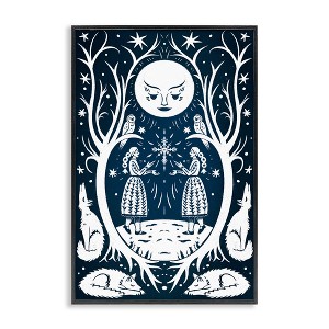 Stupell Industries Woodland Folk Girls with Moon Framed Giclee Art - 1 of 4