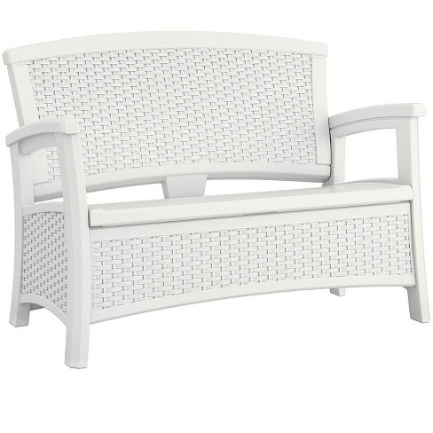 Suncast Elements Bmwb5000w Resin Wicker Design Loveseat With Storage White Target