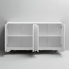 4-Door Sideboard with Intricate Linear Accents, Triangular Legs & Pine Veneer Finish, MDF Storage Cabinet for Dining Room, Kitchen, or Living Room - 3 of 4