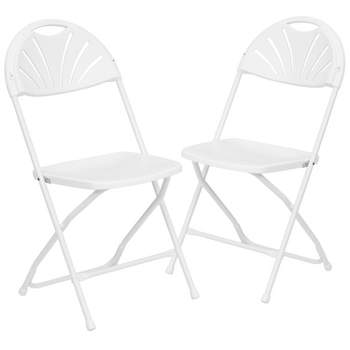 Emma and Oliver 2 Pack Wedding Party Event Fan Back Plastic Folding Chair Home Office