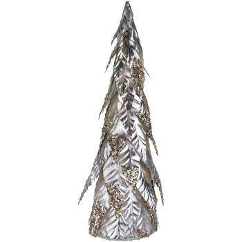 Northlight 1.7 FT Platinum and Champagne Sequins Table-Top Layered Christmas Cone Tree