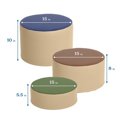 SoftZone Earthtone Foam Stump Stool Set, 3-Piece