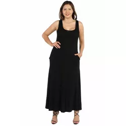 24seven Comfort Apparel Women's Plus Sleeveless Tank Maxi Dress-Black-3X