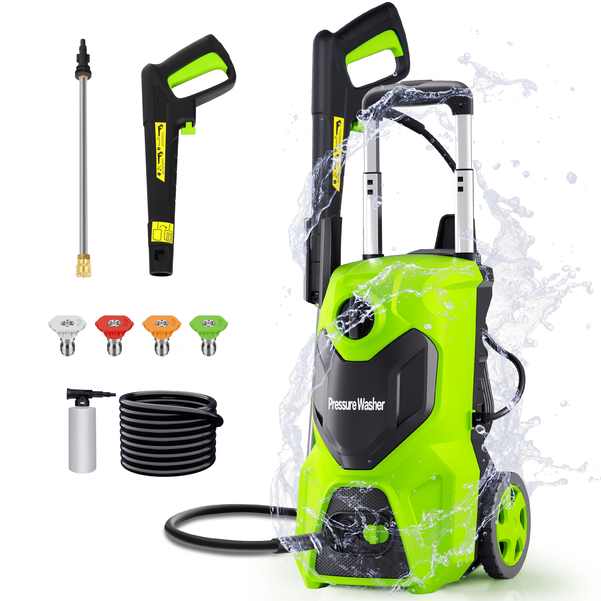 3300 PSI Electric Pressure Washer 1800W Power Washer with Foam Bottle and 4 Nozzles