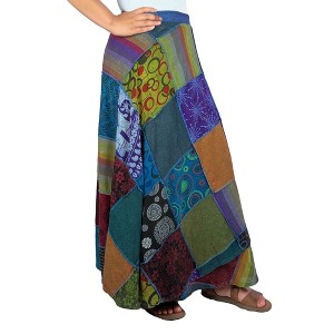 Agan Traders Women's Boho Patch Work Tie Up High Waisted Long Skirt Wrap Cover Up - 1 of 4