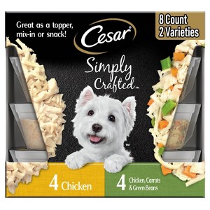 Cesar Simply Crafted Chicken & Chicken, Carrot & Green Bean Adult Wet Dog Food - 1.3oz - 1 of 4
