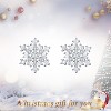 925 Sterling Silver Snowflake Stud Earrings with Cubic Zirconia. - 2 of 4