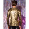 Lars Amadeus Men's Long Sleeves Party Clubwear Shiny Metallic T-Shirt - image 3 of 4