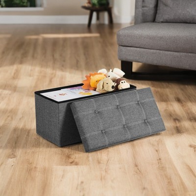 30" Ottoman Storage Bench, Ottoman with Storage, Footstool, Folding Bedroom Bench, Holds 660 lb