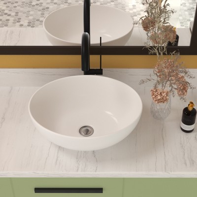 ONWITH 16x13 Inch White Ceramic Oval Vessel Bathroom Sink