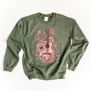 Simply Sage Market Women's Graphic Sweatshirt Pink Guitar Floral - 1 of 3