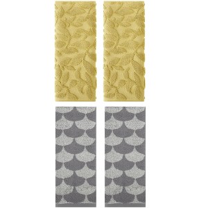 REGALWOVEN 4 Pcs Bathroom Hand Face Gym Spa Cotton Geometric Absorbent Soft Decorative Hand Towel - 1 of 4