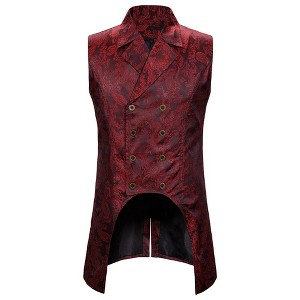 Cloudstyle Mens Paisley Dress Vest Gothic Steampunk Waistcoat Floral Sleeveless Tailcoat - 1 of 4
