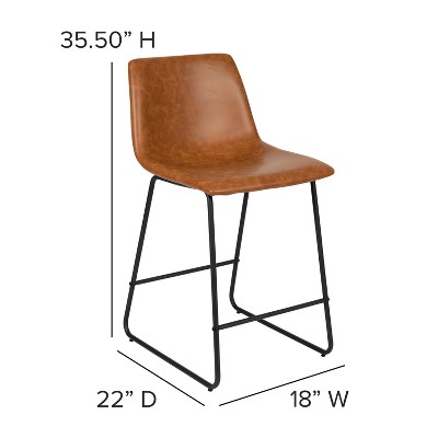 Reagan Light Brown Leather Counter Height Barstools, Set of 2