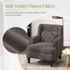 Modern Comfy Teddy Fabric Upholstered Arm Chair,Button Tufted High Back Padded Sofa with Birch Legs,Living Room Bedroom Lounge Chair-Coolbibila - 4 of 4