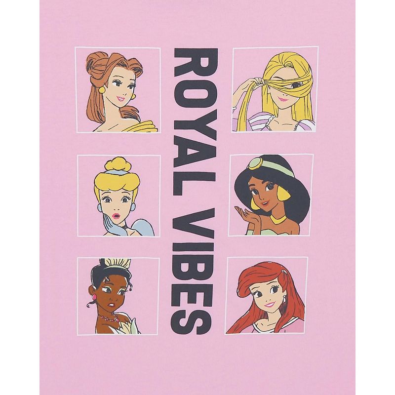 Disney Princess Girls' Royal Vibes 6 Princess Block Design T-Shirt Kids, 2 of 5