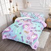 Cartoon Unicorn Comforter Set Full Size – Purple Pink Rainbow Bedding with 1 Comforter & 2 Pillowcases, Bowknot Heart Quilt Set for Girls & Women - 2 of 4