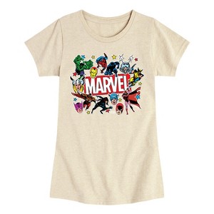 Girls' - Marvel - Sticker Collage Fitted Short Sleeve Graphic T-Shirt - 1 of 4