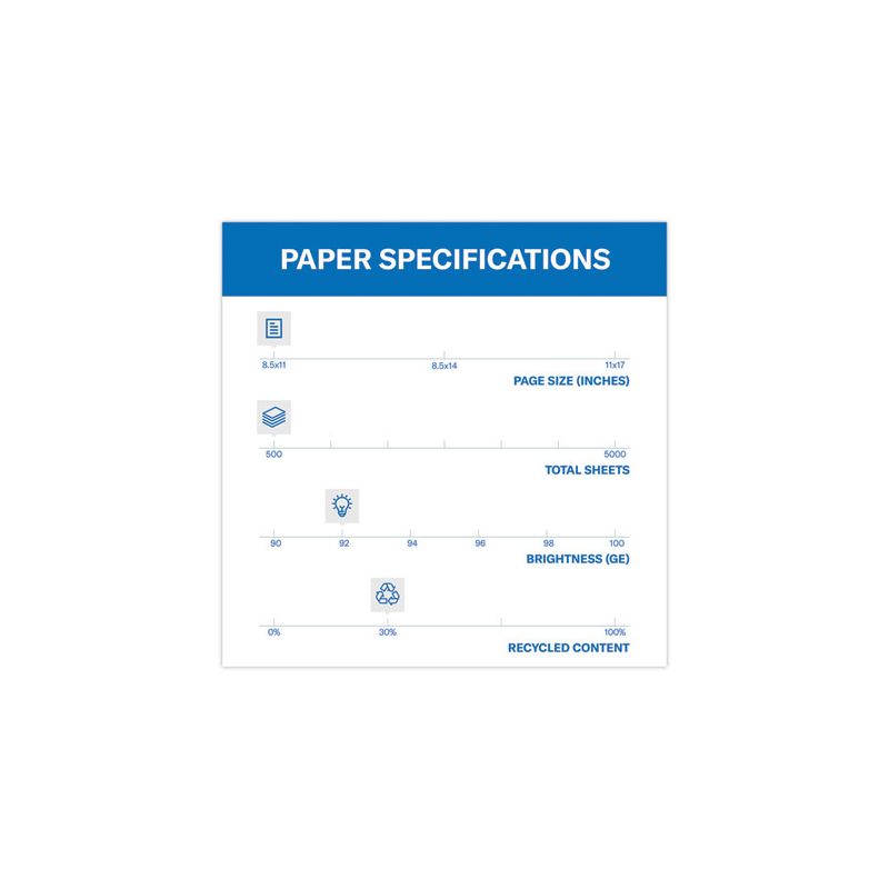 Hammermill Great White 30 Recycled Print Paper, 92 Bright, 20 lb Bond Weight, 8.5 x 11, White, 500/Ream, 3 of 8