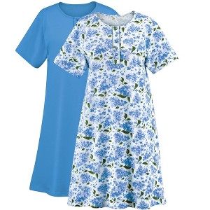 Collections Etc Lilac Printed 2-pc Pack Gowns - 1 of 4