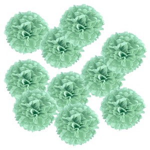 Unique Bargains Decorative Reusable Party Wedding Tissue Pom Poms Flowers 10 Pcs - 1 of 4
