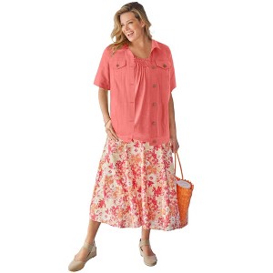 Woman Within Plus Size Short-Sleeve Denim Jacket - 1 of 4
