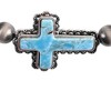 Dicksons Western Navajo Inspired Silver Beads & Cuffs Women's One Size Silver Plated Horizontal Turquoise Cross Everyday Beaded Stretch Bracelet - 2 of 4