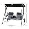 DSVIMOY 2 Person Porch Swing, Outdoor Swing with Canopy, Pivot Storage Table, 2 Cup Holders, Cushions for Patio, Backyard, Black, 69.3"*45.8"*64.5" - 3 of 4