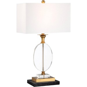 Vienna Full Spectrum Valerie Modern Table Lamp with Black Riser 28" Tall Clear Crystal White Fabric Shade for Bedroom Living Room Bedside House Home - 1 of 4