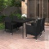 vidaXL 5-Piece Outdoor Patio Dining Set with Cushions, Sturdy Powder-Coated Steel Frame, Weatherproof PE Rattan Material, Comfortable Seating - Black - 2 of 4