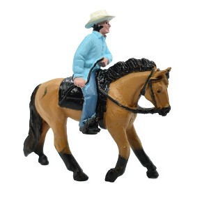 Collectible Wildlife Gifts | Horse & Rider, Buckskin Horse with Cowboy, Hard Rubber, Hand Painted, Realistic, Toy, Gift,     2 1/2"    F7021 B97 - 1 of 4