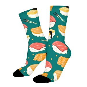 Japanese Sushi Food Women Printed Crew Socks Funny Funky Socks Soft Polyester Novelty Gifts for Artists Men - 1 of 1