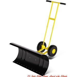 29/36-Inch Wide Snow Shovel w/ Wheels, Heavy Duty Metal Snow Pusher Shovel w/5-Position Angled Blade & Adjustable Handle - 1 of 4