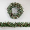 Northlight Pre-Lit Snowy Waterloo Pine Artificial Christmas Wreath - 24-Inch, Clear Lights - 2 of 4