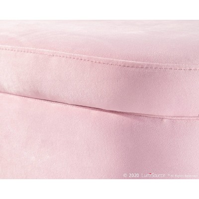 Chloe Blush Pink Velvet 48" Storage Bench with Gold Metal Base