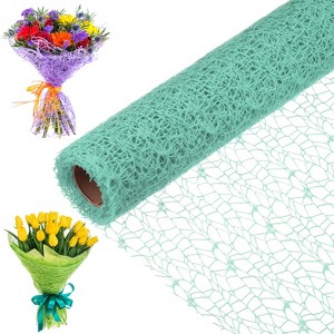 Unique Bargains Jacquard Net Mesh Flower Gift Wrapping Paper 180"x19.7" 1 Pc - 1 of 4
