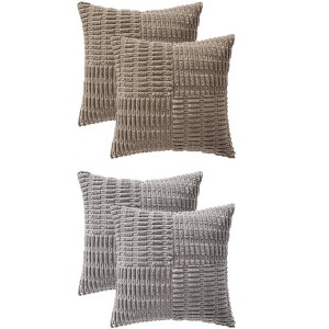 REGALWOVEN 4 Pcs Solid Corduroy Soft Decorative Throw Pillow Covers for Modern Farmhouse Home Decor 18 x 18 Inch - 1 of 4