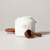 12oz Stoneware Coffee Canister With Wood Lid & Scoop Cream/brown