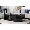 Damerin Modern Wooden Rectangle UV High-gloss 2-Layer Center Coffee Table With Tempered Glass-Black - 4 of 4